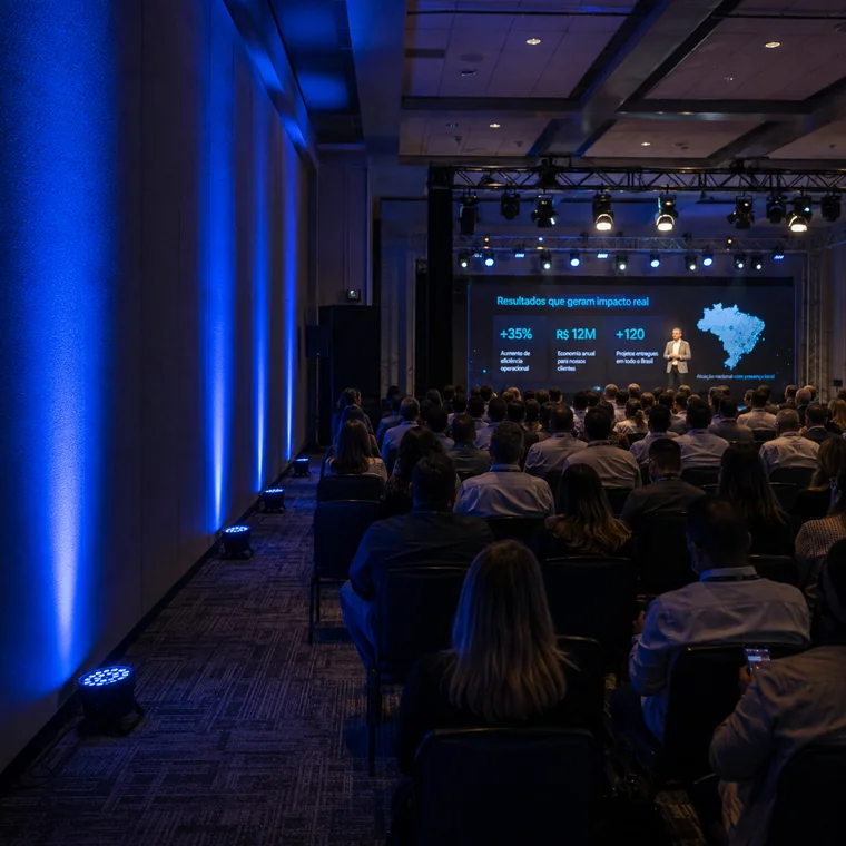 Par LED 18×18W Indoor 6in1 — Em evento corporativo